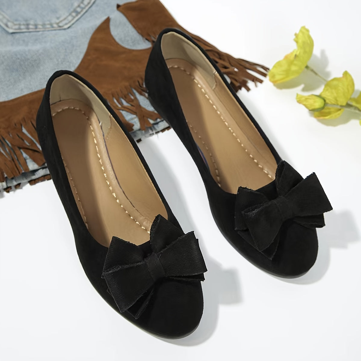 Clarisse Duvernois | Grey Bow Detail Orthopedic Ballet Flats