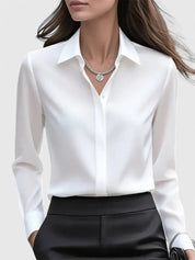 Clarisse Wentford | White Long Sleeve Button-Down Shirt