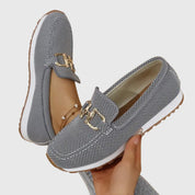 Beatrice Holloway | Blue Mesh Platform Loafers with Gold Horsebit