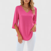 Nadine Ashbourne | Black V-Neck 3/4 Sleeve Blouse