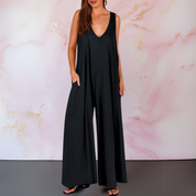 Vivienne Stormcroft | Black Sleeveless Wide Leg Jumpsuit with Pockets