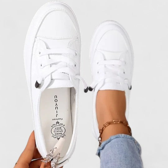 Rowena Castleford | White Lace-Up Orthopedic Sneakers