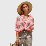 Vivienne Alençon | White Gold Embroidered Button-Up Blouse