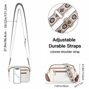 Henriette Beausoleil | White Leather Crossbody Bag with Floral Strap