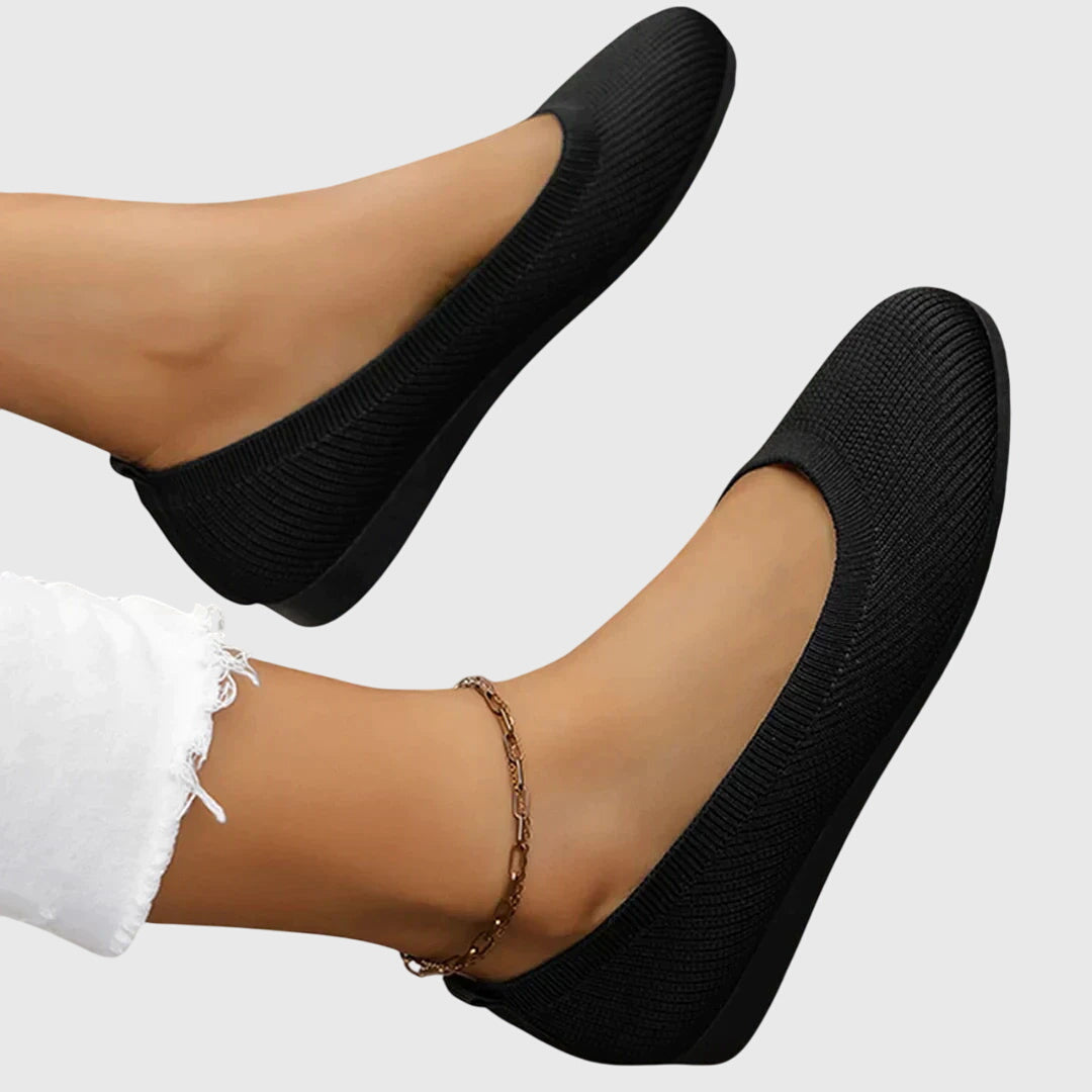 Sylvaine Portreaux | Black Knit Ballet Flats Anti-Slip
