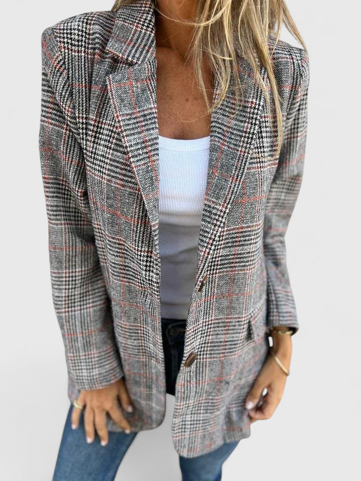 Victoria Pemberton | Grey Plaid Oversized Blazer