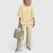 Corinne Valbelle | Floral Print Wide-Leg Pants Matching Set