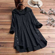 Fiorella Duncastle | Black Plaid Hooded Comfort Dress