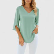 Nadine Ashbourne | Black V-Neck 3/4 Sleeve Blouse