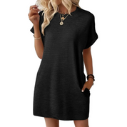 Seraphine Vauclere | Hot Pink Ribbed Crew Neck Mini T-Shirt Dress