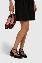 Natalia Thornecrest | Black Suede Cutout Low Heel Pumps