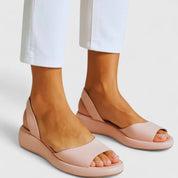 Dominica Harwell | Blush Pink Platform Sandals with Slingback