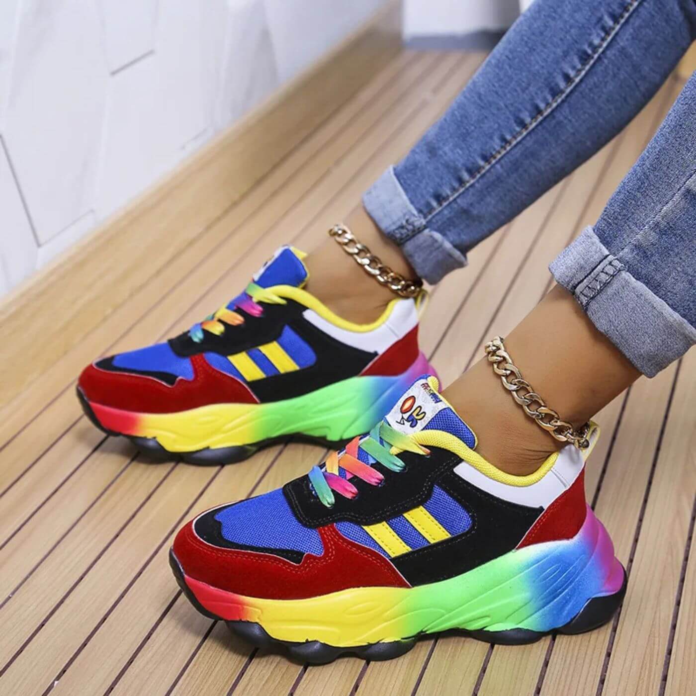 Lysandra Pembrooke | Rainbow Platform Orthopedic Sneakers