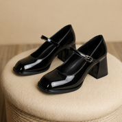 Genevra Lacroix | Black Patent Mary Jane Block Heel Pumps