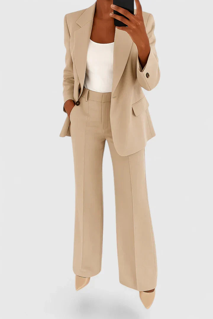Elspeth Ravensdale | Black Wide-Leg Two-Piece Blazer Suit Set
