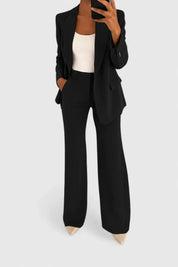 Elspeth Ravensdale | Black Wide-Leg Two-Piece Blazer Suit Set