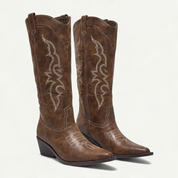 Seraphina Caldwell | Black Western Calf-High Pointed Toe Boots