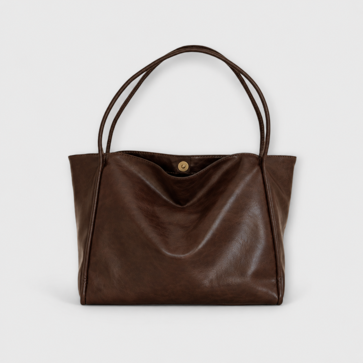 Celeste Vanthorpe | Black Faux Leather Oversized Tote Bag