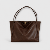 Celeste Vanthorpe | Black Faux Leather Oversized Tote Bag