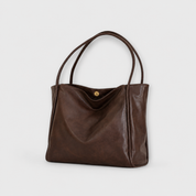 Celeste Vanthorpe | Black Faux Leather Oversized Tote Bag