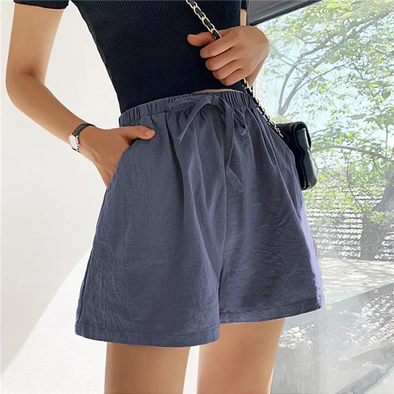 Pauline Vercourt | Bohemian Linen Shorts with Drawstring Waist