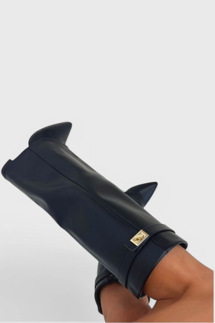 Isolde Farnsworth | Cream Suede Fold-Over Knee-High Boots