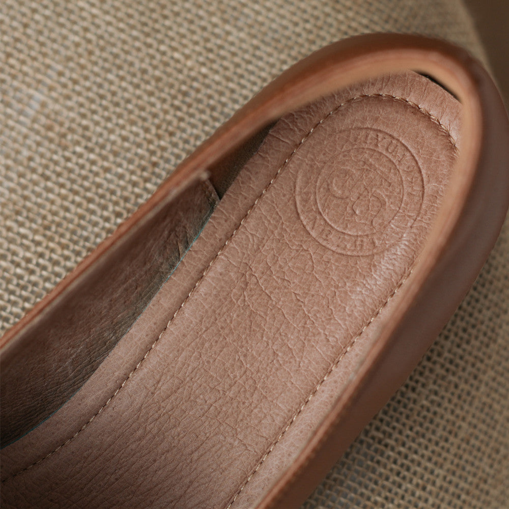 Thérèse Villeneuve | Brown Genuine Leather Low Block Heel Loafers