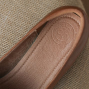 Thérèse Villeneuve | Brown Genuine Leather Low Block Heel Loafers
