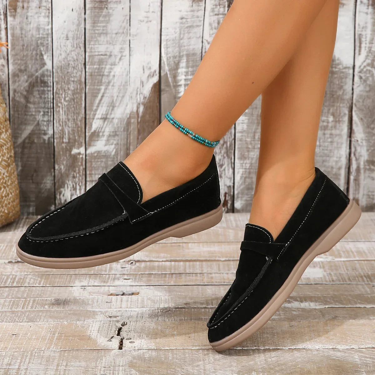 Marguerite Holloway | Grey Suede Slip-On Loafers for Women