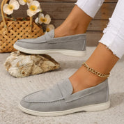 Marguerite Holloway | Grey Suede Slip-On Loafers for Women