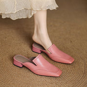 Henrietta Blackmoor | Purple Genuine Leather Square-Toe Mule