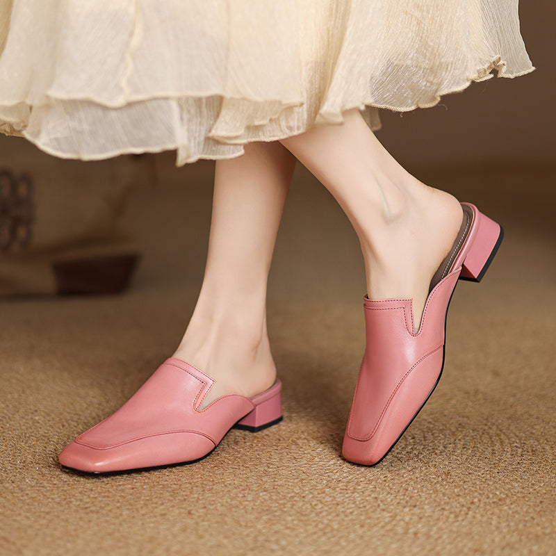 Henrietta Blackmoor | Purple Genuine Leather Square-Toe Mule