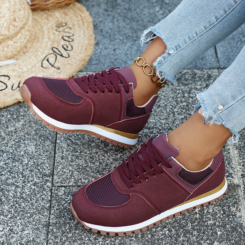Stellan Hartcourt | Lace-Up Mesh Sneakers in Navy, Beige & Burgundy