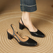 Ottavia Renbourne | Tan Leather Block Heel Slingback