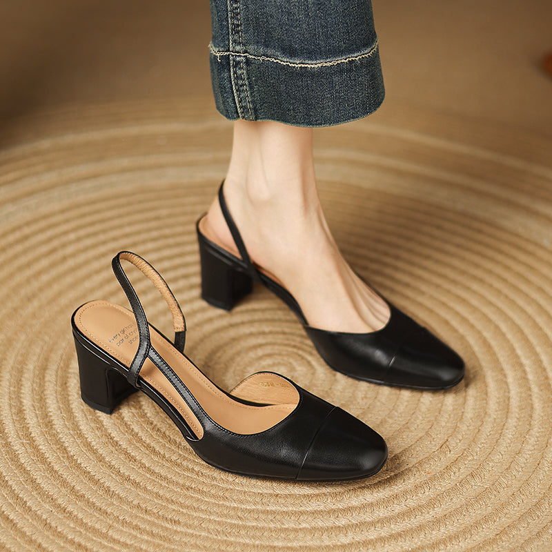 Ottavia Renbourne | Tan Leather Block Heel Slingback