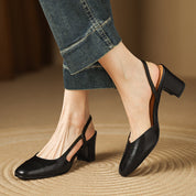Ottavia Renbourne | Tan Leather Block Heel Slingback