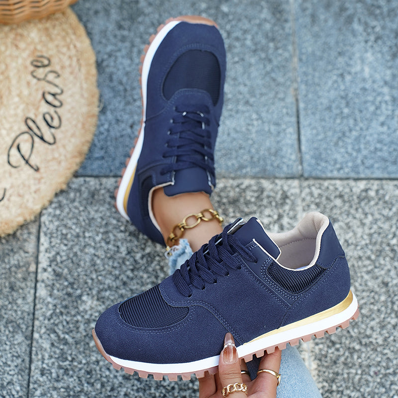 Stellan Hartcourt | Lace-Up Mesh Sneakers in Navy, Beige & Burgundy