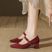 Cordelia Vanthorpe | Suede Mary Jane Block Heel in Brown