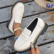 Claudine Merriweather | Tan Suede Platform Loafers