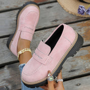 Claudine Merriweather | Tan Suede Platform Loafers