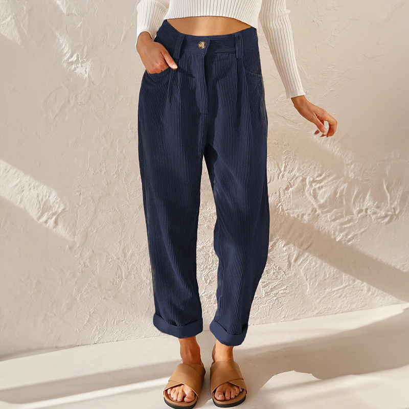 Estelle Carmontaine | High-Waist Corduroy Trousers in Mustard Yellow