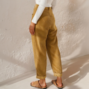 Estelle Carmontaine | High-Waist Corduroy Trousers in Mustard Yellow