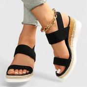 Christiane Bellemont | Beige Espadrille Platform Sandals with Elastic Straps
