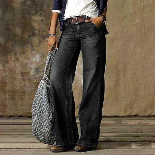 Clarisse Beaumont | High Waist Wide Leg Jeans Retro Flare Denim