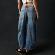 Margeline Ashcroft | High-Rise Barrel Leg Jeans in Light Acid-Wash Denim