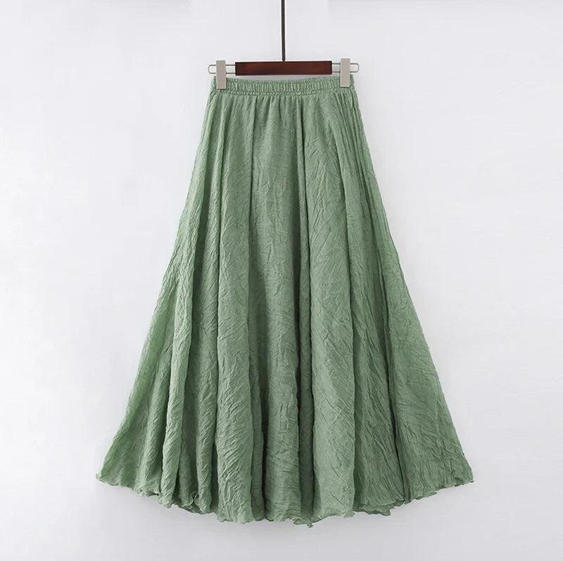 Ophélie Drantford | Flowing Cotton Linen Maxi Skirt in Beige