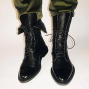Evangeline Duskmore | Black Lace-Up Leather Combat Boots