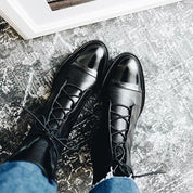 Evangeline Duskmore | Black Lace-Up Leather Combat Boots