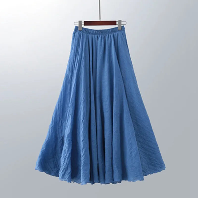 Ophélie Drantford | Flowing Cotton Linen Maxi Skirt in Beige