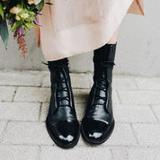 Evangeline Duskmore | Black Lace-Up Leather Combat Boots